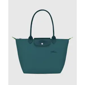 Сумка через плечо Le Pliage Green среднего размера с застежкой-молнией Longchamp, синий