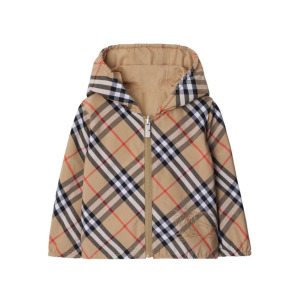 Burberry Kids двусторонняя клетчатая куртка из хлопковой смеси, нейтральный цвет