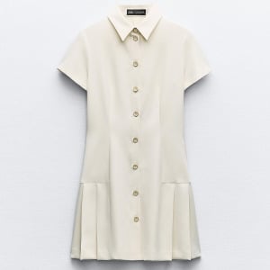 Платье Zara Mini With Collar, экрю