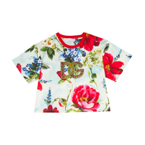 Хлопковая футболка с цветочным логотипом Dolce&Gabbana, разноцветный