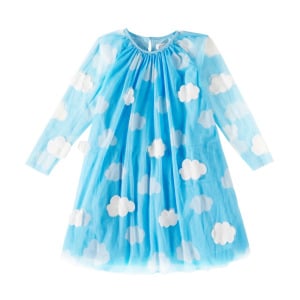 Платье из тюля с аппликацией и принтом Stella Mccartney Kids, цвет light blue/white