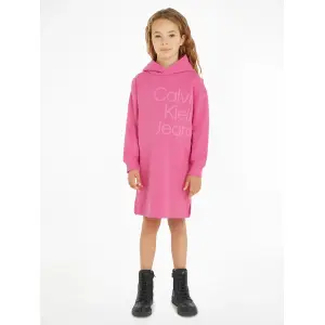 Платье-свитшот Calvin Klein Jeans "PUFF HERO LOGO LS HOODIE DRESS", для детей до 16 лет, цвет Pink Amour