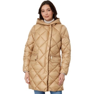 Пуховик Michael Kors Hooded Long Quilt Puffer M426079C68, хаки