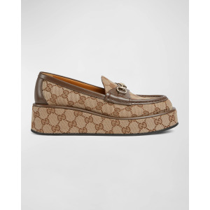 Лоферы на платформе с монограммой Idle Gucci, цвет Beige Ebony