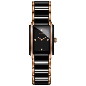Женские швейцарские двухцветные часы с браслетом из нержавеющей стали и керамики с бриллиантовым акцентом, 22x33 мм R20612712 Rado, черный