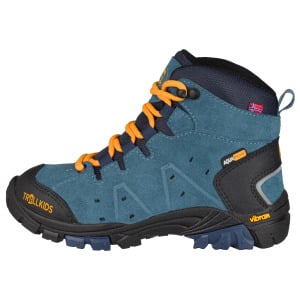 Походная обувь Trollkids Trollsteinen Hiker Mid, цвет Steel Blue/Mango/Black