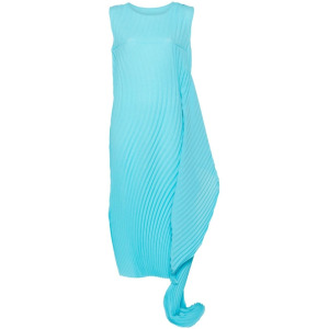 Issey Miyake платье макси Wrapped Pleats, синий