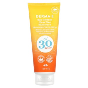 Солнцезащитное средство DERMA E Sun Defense Clear Zinc для тела SPF 30 без запаха, 113 г