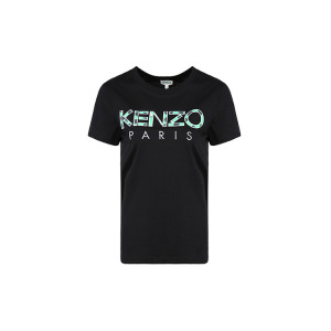 Футболка женская Kenzo, черный / зелено-белый