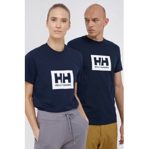 Хлопковая футболка Helly Hansen, темно-синий