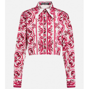 Укороченная рубашка из хлопка с принтом Majolica DOLCE&GABBANA, розовый