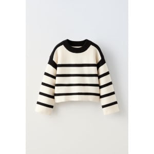 Вязаный свитер в полоску ZARA, цвет striped