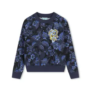 Хлопковая толстовка с принтом для мальчика Kenzo Kids, темно-синий