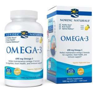 Nordic Naturals, Омега-3 690 мг, со вкусом лимона, 120 капсул