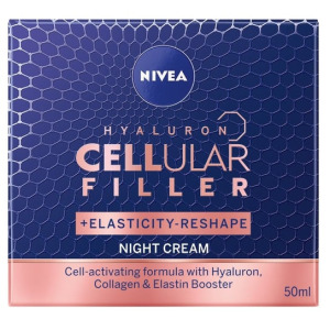 Ночной крем против морщин 50 мл Nivea, Hyaluron Cellular Filler + Elasticity Reshape