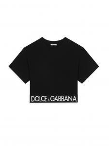 Эластичная футболка с логотипом для маленьких девочек и девочек DOLCE&GABBANA, черный