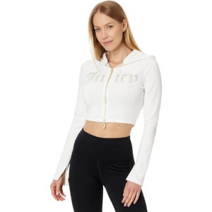 Свитер Juicy Couture Fitted Cropped Two Way Zip Hooded, цвет Angel