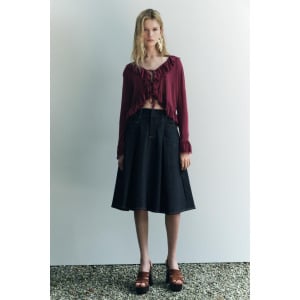 Трикотажная блузка с оборками ZARA, цвет aubergine