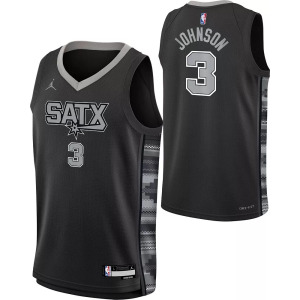 Jordan Черная майка Nike Youth San Antonio Spurs Keldon Johnson #3 Dri-FIT Swingman