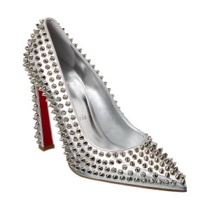 Christian Louboutin Condora Spikes 100 Кожаные туфли, серебро