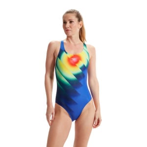 Цельный купальник Speedo WOMENS PLACEMENT DIGITAL POWERBACK, разноцветный