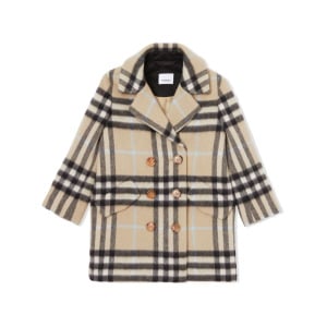 Burberry Kids клетчатое пальто строгого кроя, нейтральный цвет