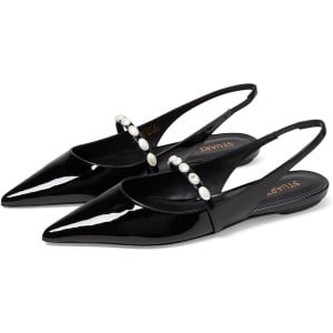 Туфли на плоской подошве Stuart Weitzman Emlia Pearlita Slingback Flat, черный