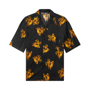 Рубашка Palm Angels Burning Monogram Shirt, черный