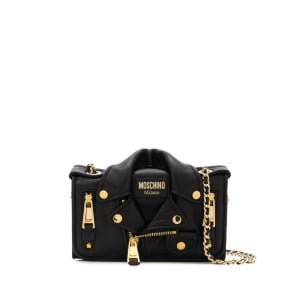 Moschino сумка через плечо в форме байкерской куртки, черный