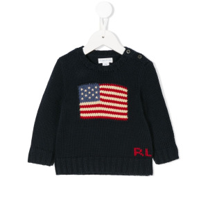 Ralph Lauren Kids вязаный свитер с логотипом, синий