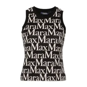 Хлопковый топ без рукавов с логотипом Max Mara, мультиколор