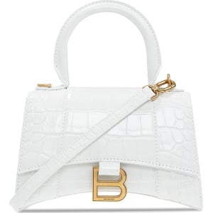 Сумка Balenciaga Hourglass Xs Top Handle Bag White, белый