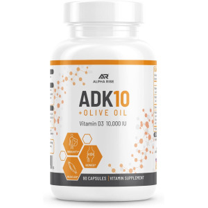 ALPHA RISE ADK 10 Витаминная добавка  с витаминами A + D3 (10 000 МЕ) + K2 (MK7+MK4) – 90 капсул