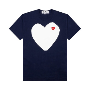 Футболка Comme des Garçons PLAY White Heart, темно-синяя