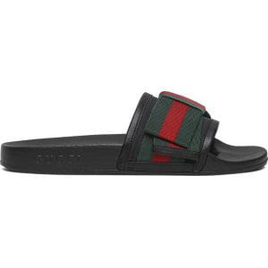 Сандалии Gucci Wmns Satin Slide Web Bow, черный