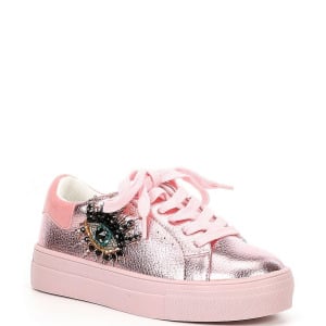 Мини-кеды Kurt Geiger London из кожи цвета металлик с украшением в виде глаз Laney Eye для девочек (для малышей), розовый