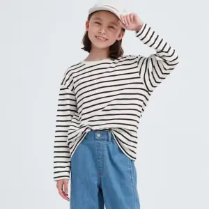 Лонгслив Uniqlo Kids Soft Brushed Cotton, молочно-белый