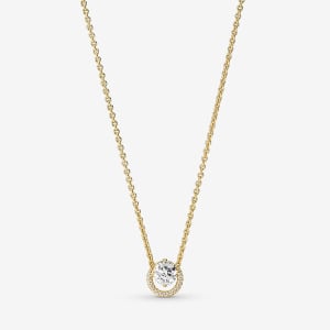 Колье Pandora Sparkling Round Halo Pendant, позолоченный