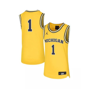 Реплика баскетбольной майки Big Boys # 1 Maize Michigan Wolverines Team Jordan, желтый