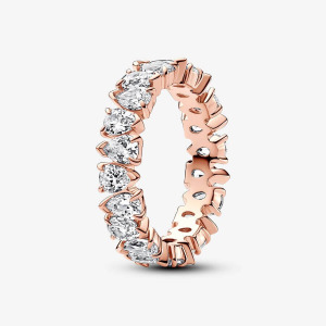 Кольцо Pandora Timeless Alternating Sparkling Band, розовое золото