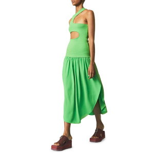 Платье миди с асимметричными вырезами Stella McCartney Green