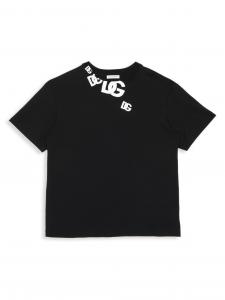Футболка Little Kid's & Kid's Logo с короткими рукавами DOLCE&GABBANA, черный