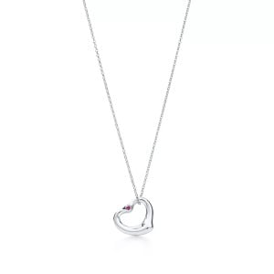 Колье Tiffany & Co. x Elsa Peretti Open Heart, серебро/розовый сапфир