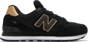 New balance black & gold 2025 574 suede trainers