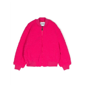 MSGM Kids бомбер из искусственного меха, розовый