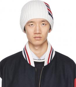 Белая шапка с четырьмя перекладинами Thom Browne