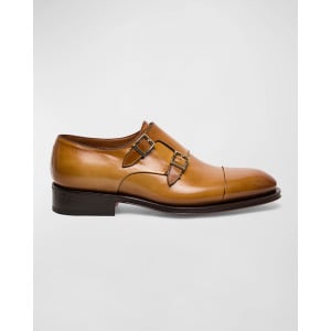 Мужские лоферы Ira Double Monk Santoni, цвет Brown