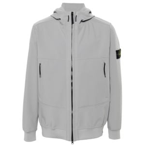 Stone Island куртка с капюшоном и нашивкой Compass, серый