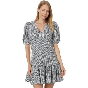 Платье Calvin Klein Gingham Print Gauze with Puff Sleeve, цвет Black/White