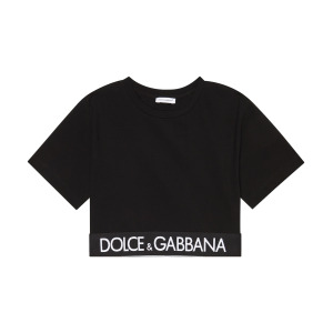 Футболка из смесового хлопка с логотипом Dolce&Gabbana, черный